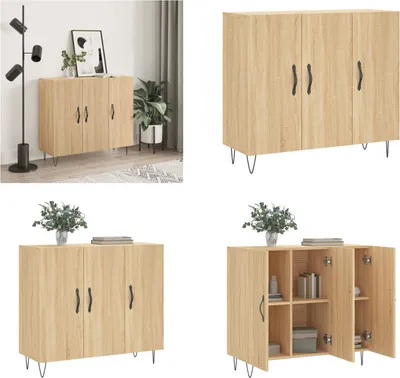Produktbild von vidaXL Sideboard Sonoma Eiche 90x34x80 cm Holzwerkstoff - Sideboard - Sideboards - Schrank - Lagerschrank