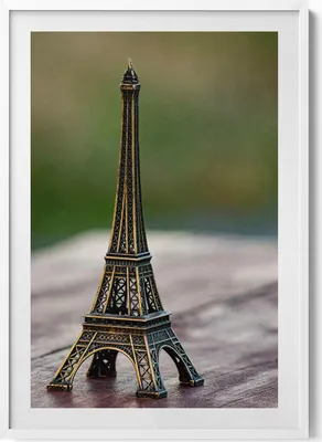 Produktbild von Eiffelturm-Souvenir– Wandbild mit Rahmen – Gerahmtes Bild  – Wanddekoration – 70x100 cm –  Weiß Rahmen