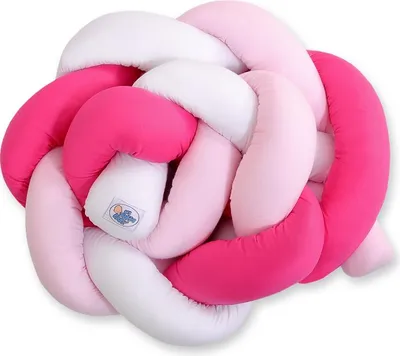 Produktbild von Flätat Schutz für Babybett in Weiß-Rosa-Dunkelrosa 180 cm Knot Pillow handgefertigt aus Baumwolle mit ECO FILLBALL Füllung
