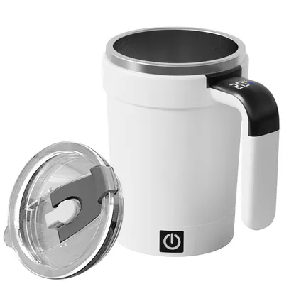 Produktbild von Selbstrührende Tasse,Magnetischer Rührbecher 380ML,Mit Temperaturdisplay & wiederaufladbarem Magnetmixer für Heiße Schokolade und Milchgetränke