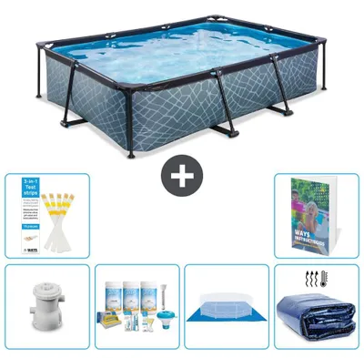Obrázek produktu pro Venkovní bazén obdélníkového tvaru – vzhled kamene – 300x200x65 cm – 5 dílů – model S289