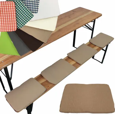 Produktbild von NYVI Bierbank Sitzkissen 36x25 cm NYVIGala 4er Set Beige - Komfortable Sitzpolster für Bierbänke - Bierbankkissen mit elastischer Klettband Befestigung - Polster Bierzeltgarnitur