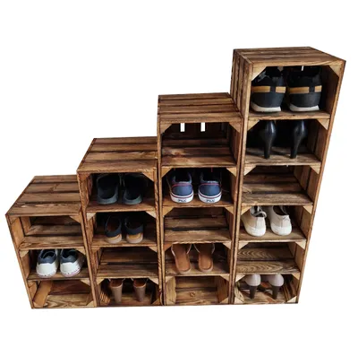 Produktbild von Schuhregal aus Holz, Holzkisten mit 18 Fächern, Hohe Schuhregale, Schuhbank