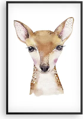 Produktbild von Gerahmtes Poster - Schwarzer Rahmen - Damhirschkuh Grafiken Kinder - 61x91,5 cm - Wand Bild - Wanddeko - Wandbilder - Kunstposter - Wandposter - Bilderrahmen - Bilder - Kunstdruck - P2BPA61x91-4449