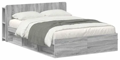 Produktbild von Bettgestell mit Stauraum Grau Sonoma 160 x 200 cm Holzwerkstoff
