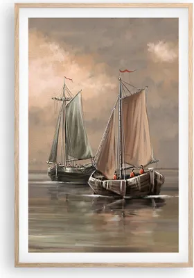Produktbild von Gerahmtes Poster - Rahmen in heller Eiche - Meer Boot Fischer - 61x91,5 cm - Wand Bild - Wanddeko - Wandbilder - Wandposter - Bilderrahmen - Bilder - Kunstdruck - Wandbild - P2NPA61x91-3514