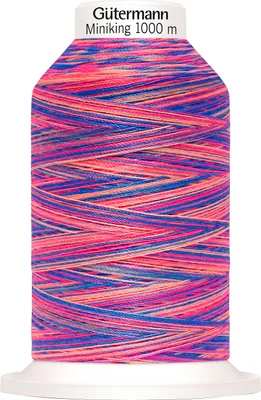 Image de Fil à coudre Gütermann Miniking Multicolor, n° 120, 1 000 m 9814 rose-bleu