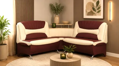 Produktbild von Eckbank Arabika 173x173 cm Sitzbank in bordeaux-beige Kunstleder mit Ablage Stauraum