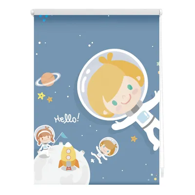 Produktbild von Lichtblick Rollo Klemmfix, ohne Bohren, Verdunkelung, Astronaut  - Blau 100 x 150 cm (B x L)