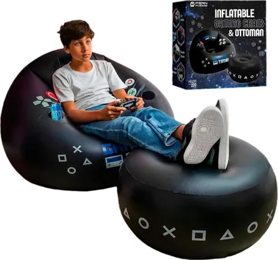 Produktbild von Lazy Boy Sofa,Spiel aufblasbare Lazy Boy Sofa Stuhl,PVC Beflockung faltbare Rückenlehne Stuhl,Schlafzimmer Sofa mit Steigbügel Mittagessen Lounge Stuhl Set