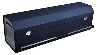 Immagine prodotto di Organizzatore per il bagagliaio con coperchio, contenitore di grandi dimensioni, 90 litri, in pelle, blu, 101x29x31 cm