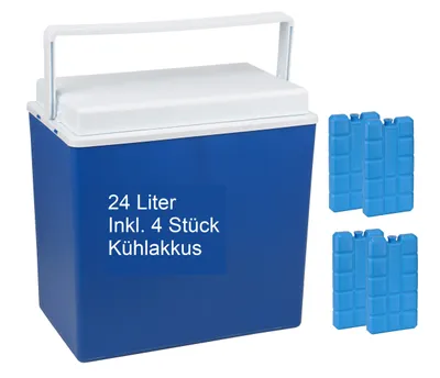 Produktbild von Kühlbox 24 Liter inkl. 4 Stück Kühlakkus | Outdoor Isolierbox fürs Auto, Camping, Grillen, Strand und Garten