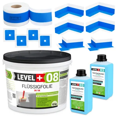 Produktbild von Dichtset Badabdichtung Dichtband Flüssigfolie 12kg für Bad ca 10m² SET321