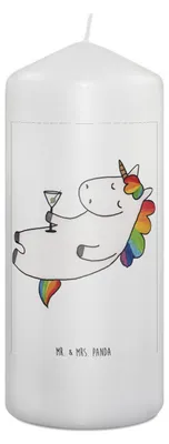 Produktbild von Mr. & Mrs. Panda Kerze Einhorn Cocktail 19 x 8 cm - Weiß - Geschenk, Spruch, Erinnerungslicht, Stumpenkerze, Lustig, Erinnerungskerze, Geburtstag, Wachskerze, Blockkerze