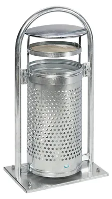 Produktbild von Abfallsammler mit Rohrbogenständer + Aschereinsatz | 60/70 Liter, HxBxT 116,5x58x38cm | Verzinkter Stahl | Feuerverzinkt