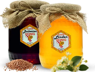 Produktbild von Natural Food ROHER HONIG direkt vom Imker LINDEN BUCHWEIZEN | Roh, natürlich, sehr gesund, ohne Zusätze. Ungefiltert, nicht geschleudert oder erhitzt  | 2,2 KG |