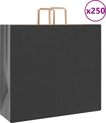 Produktbild von Papiertragetaschen 250 Stk. mit Henkeln Schwarz 54x15x49 cm