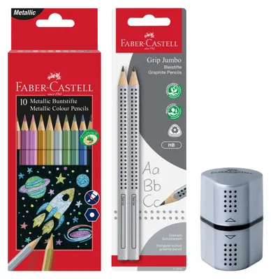 Zdjęcie produktu dla Faber-Castell - Zestaw szkolny zawierający kredki, ołówki i temperówki