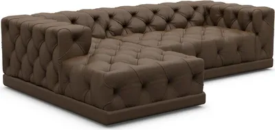 Produktbild von Echtleder L-Form Sofa Meliva Dunkelbraun Links
