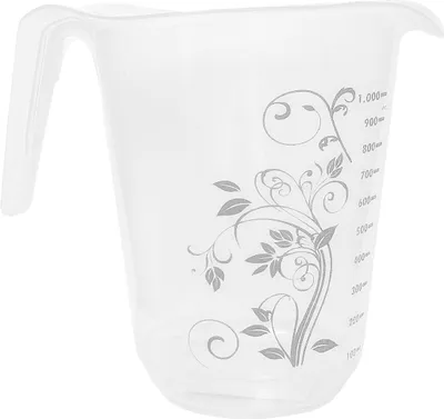 Produktbild von MESSBECHER 1000ml mit Griff Ausgusslippe transparent 1L Messbehälter Messkanne Maßbecher Kunststoff 64 (Grau)