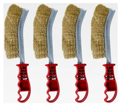 Produktbild von 4 Stück Grillbürste aus Stahl Tragbarer Kompakter Grillreiniger für Outdoor-Camping und Pizzaofen Wiederverwendbarer Grillschrubber Praktische Reinigungshilfe