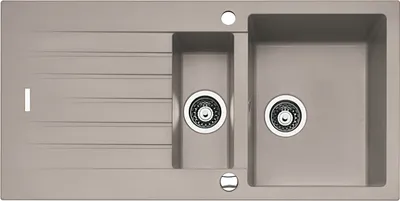 Produktbild von NABER Spüle ANGOLA 150 in CONCRETE mit Drehexcentergarnitur verchromt / Auflagespüle / 60 cm Schrankbreite