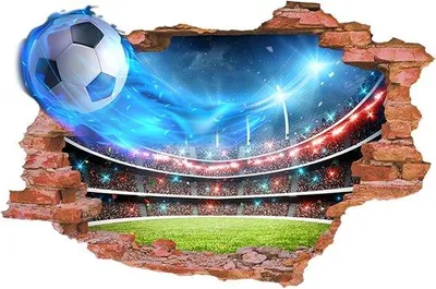 Produktbild von Famanu Wandsticker Fußball Kinderzimmer 3D selbstklebend - 68 × 45 cm
