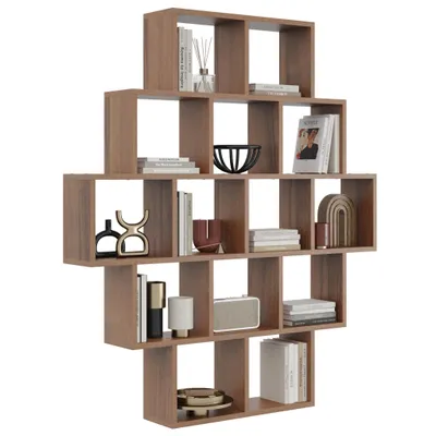 Produktbild von Wand-Bibliothek Nussbaum – Modernes Bücherregal mit offenem Design für Wohnzimmer, Büro und Schlafzimmer