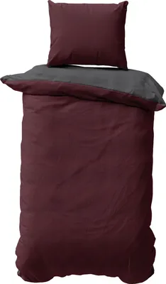 Produktbild von Seersucker Bettwäsche Unifarben Wende Doubleface Sommer Mikrofaser Bettbezüge, Größe:2 teilig 135x200 cm, Farbe:bordeaux / anthrazit