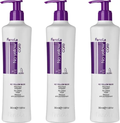 Produktbild von Fanola No Yellow Haarmaske 3 x 350 ml Mask Pflegemaske gegen Gelbstich Vegan Set