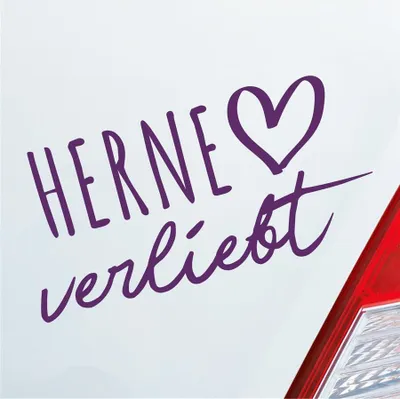 Produktbild von Auto Aufkleber Herne verliebt Herz Stadt Heimat Liebe Car 19x10 cm Lila Sticker Heckscheibenaufkleber