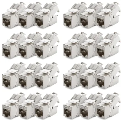 Produktbild von deleyCON 24x CAT 7 Keystone Jack Modul Optimal für CAT7 CAT6 CAT6a Verlegekabel Verbinder Patchkabel Netzwerkkabel STP Schirmung RJ45 Buchse 1000 MHz 10 Gbit/s Schneidklemme (LSA)
