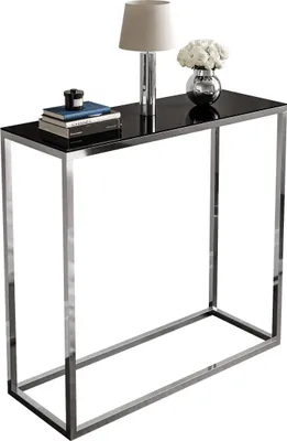 Produktbild von Konsole 80 cm MODERN GLASS CHROM, Chrom / Schwarzes Glass