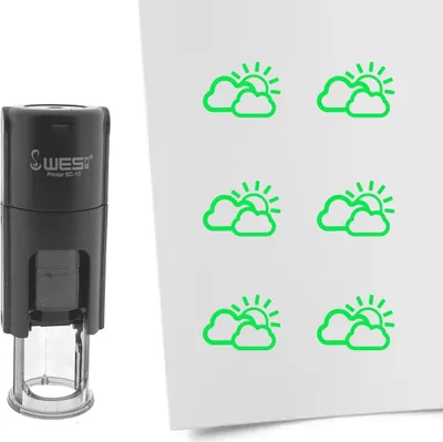 Immagine prodotto di Timbro CombiCraft nuvoloso con sole inchiostro verde rotondo da 10 mm - per 1 pezzo