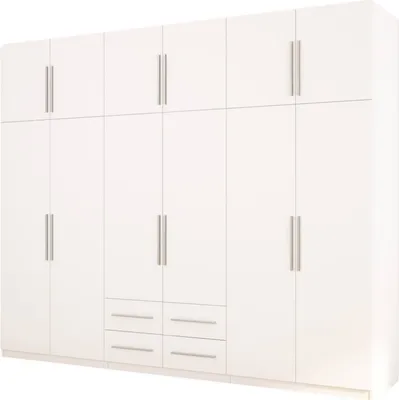 Produktbild von Meblast | Kleiderschrank 300x240 cm - Weiß - Garderobe mit Regalen, Schubladen und Kleiderstange | Klassischer Stil