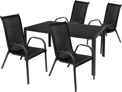Gartengarnitur Sitzgarnitur 5-teilig 150x80cm Non-Wood Anthrazit