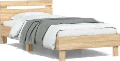 Image de vidaXL Cadre de lit sans matelas avec tête de lit en chêne Sonoma 100x200 cm