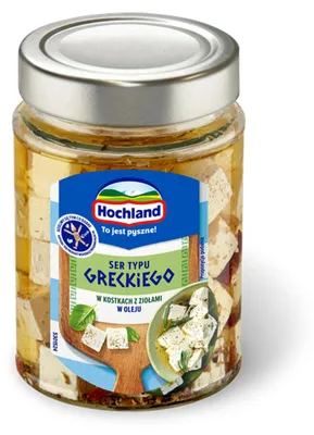 Obrázok produktu pre Ser sałatkowy typu greckiego Hochland w kostkach z ziołami w oleju