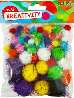 Produktbild von Pom Pom Glitter Mix in verschiedenen Größen, 80 Stück