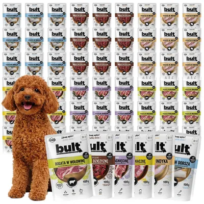 Produktbild von BULT | Hundenassfutter Geschmacksmix - Nassfutter Hund Set 60x100g Beutel - Hundenassfutter Mix fur Hund
