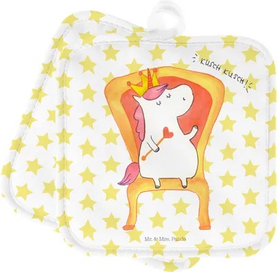 Produktbild von Mr. & Mrs. Panda Topflappen Einhorn Prinzessin - Weiß - Geschenk, Monat, Doppel, Kochlappen, Geburtstagsgeschenk, Geburtstag, Unicorn, topfhalter, Topfuntersetzer