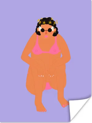Produktbild von MuchoWow® Poster Frau - Bikini - Retro 90x120 cm - Wohnzimmer