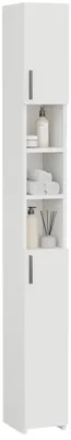 Produktbild von Schmale Badezimmerschrank-Regal, freistehend, weiß, 2 Türen