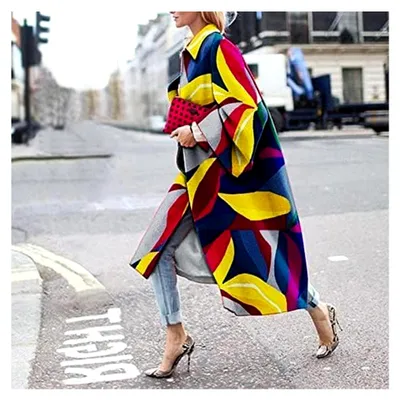 Produktbild von Damen Lange Mantel Elegante Trenchcoat Langarm Jacke Revers Winterjacke Winter Warm übergangsjacke Windbreaker Winddicht Softshelljacke Neuheit Druck Wintermantel Business Blazermantel