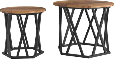 Image de vidaXL Table d'appoint, 2 pièces, bois de récupération, 50 x 50 x 40 cm