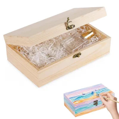 Holzkiste mit Deckel, 25x15x8 cm, DIY-Bastelbox, Schatztruhe