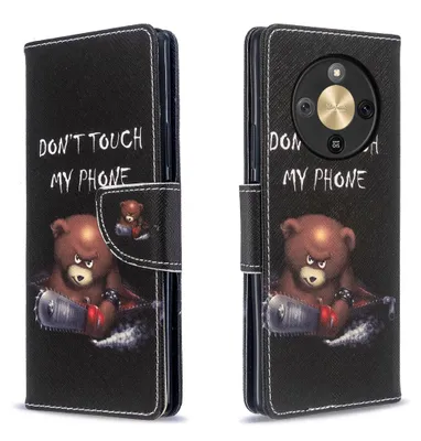 Image de Étui à clapet pour Honor Magic 8 Lite en simili cuir avec compartiment pour cartes - Étui « Ours »