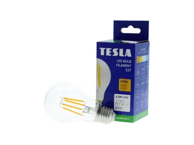 Obrázek produktu pro Tesla - LED žárovka FILAMENT RETRO BULB, E27, 4,2W, 230V, 470lm, 25 000h,  2700K teplá bílá, 360st,čirá