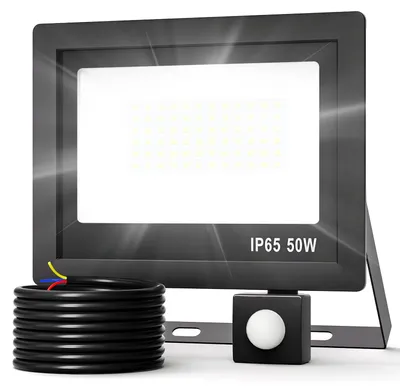 LED-Außenstrahler 50 W, Bewegungsmelder, IP65, 5000 lm, 72 LEDs, 6500 K