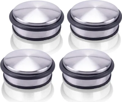 Produktbild von Danto 4er Set Türstopper aus Edelstahl, Ø 10 x 4 cm, gummiert für jeden Untergrund, mit Gummi-Ring, extra schwere Ausführung, ca. 1,2 kg,